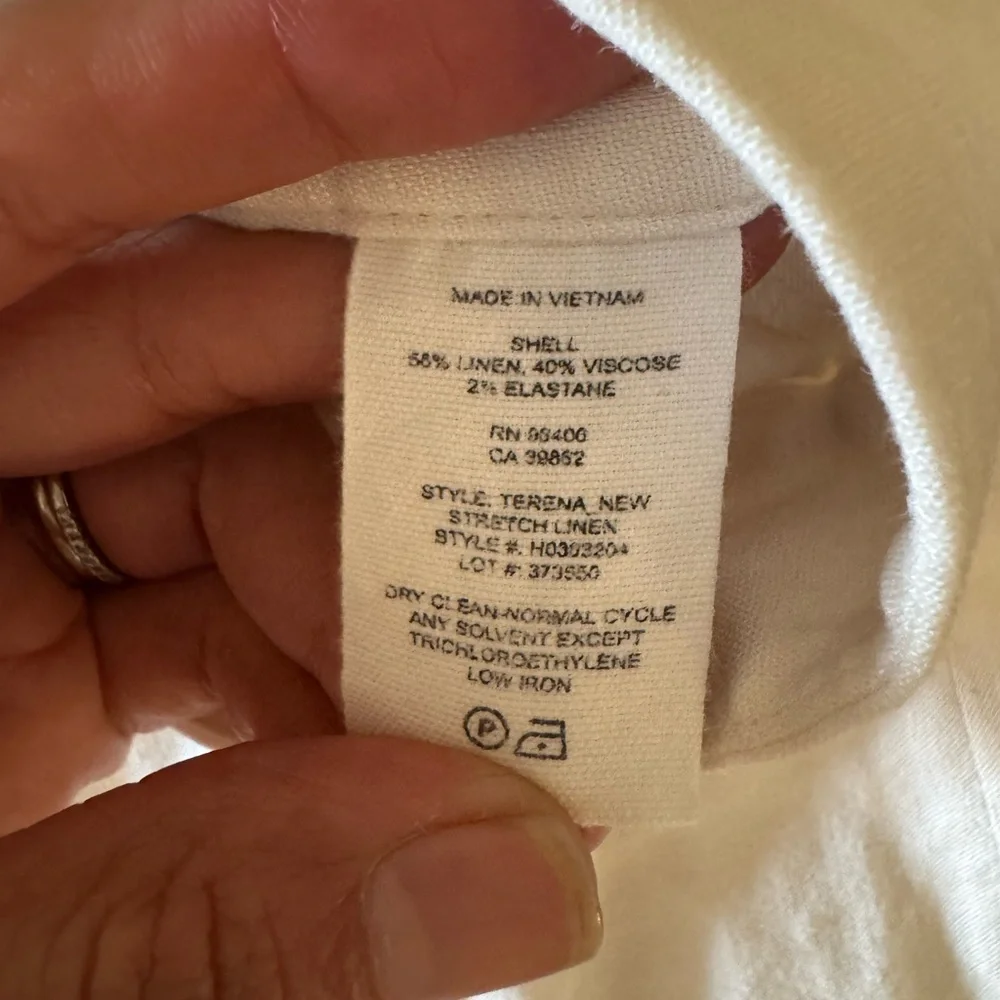 Theory Linen Blend Wide Leg Pants Cream High Rise Minimalist Size 4 - Picture 8 of 8